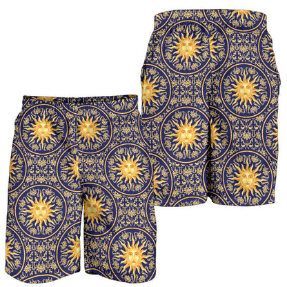 Celestial Gold Sun Face Mens Shorts-JTAMIGO.COM