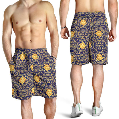 Celestial Gold Sun Face Mens Shorts-JTAMIGO.COM