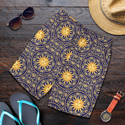 Celestial Gold Sun Face Mens Shorts-JTAMIGO.COM