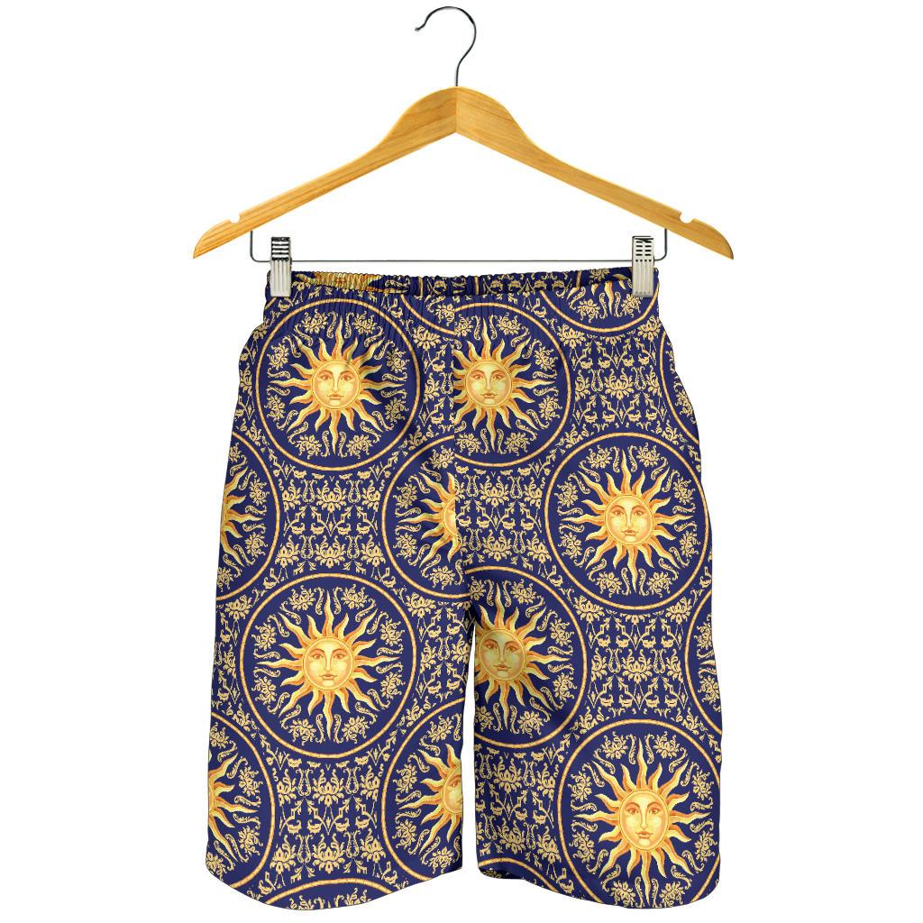 Celestial Gold Sun Face Mens Shorts-JTAMIGO.COM