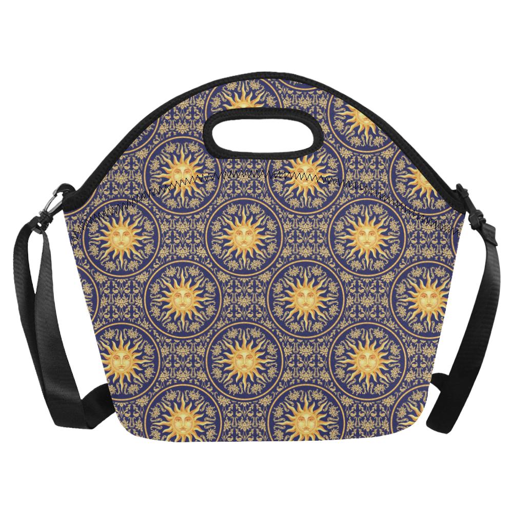 Celestial Gold Sun Face Neoprene Lunch Bag (Model 1669)(Large)-JTAMIGO.COM