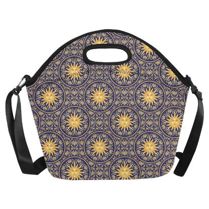 Celestial Gold Sun Face Neoprene Lunch Bag (Model 1669)(Large)-JTAMIGO.COM