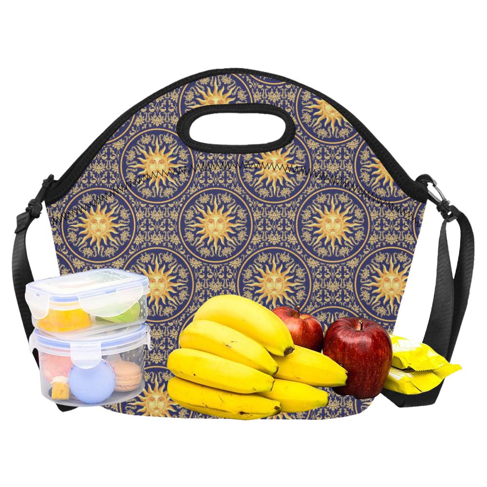 Celestial Gold Sun Face Neoprene Lunch Bag (Model 1669)(Large)-JTAMIGO.COM