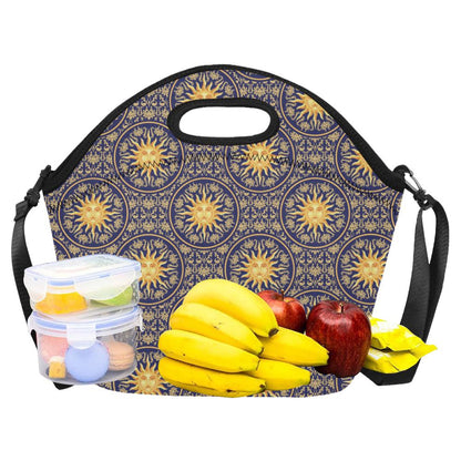 Celestial Gold Sun Face Neoprene Lunch Bag (Model 1669)(Large)-JTAMIGO.COM