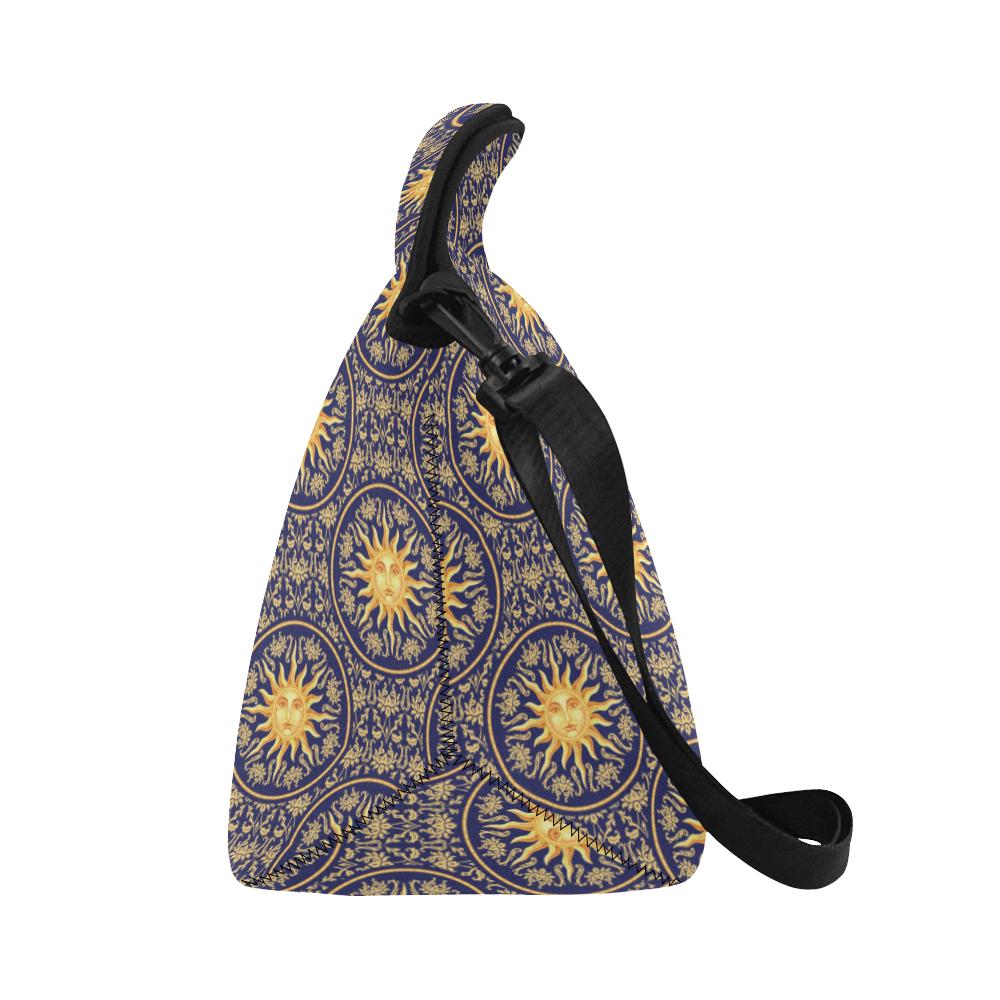 Celestial Gold Sun Face Neoprene Lunch Bag (Model 1669)(Large)-JTAMIGO.COM