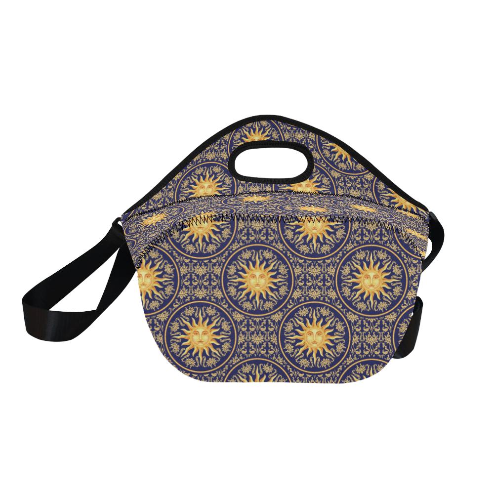 Celestial Gold Sun Face Neoprene Lunch Bag (Model 1669)(Large)-JTAMIGO.COM