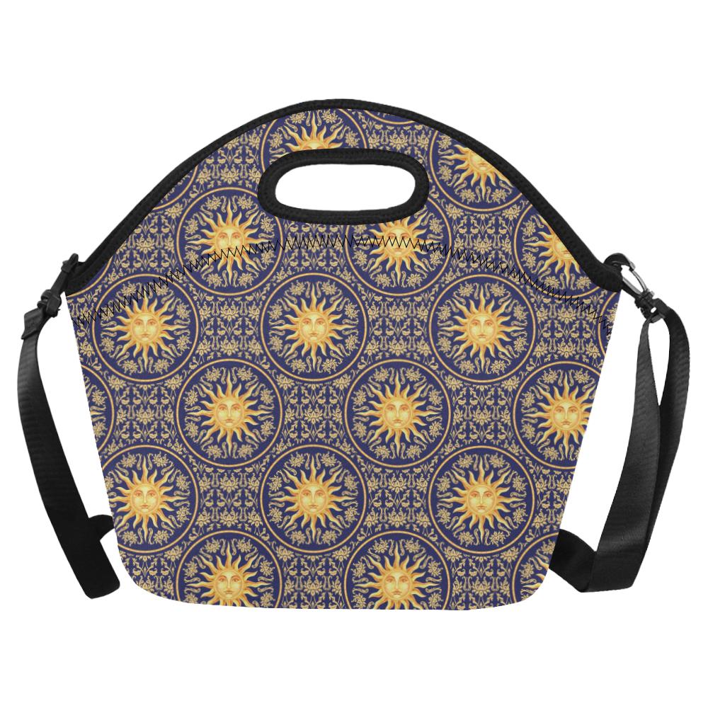 Celestial Gold Sun Face Neoprene Lunch Bag (Model 1669)(Large)-JTAMIGO.COM