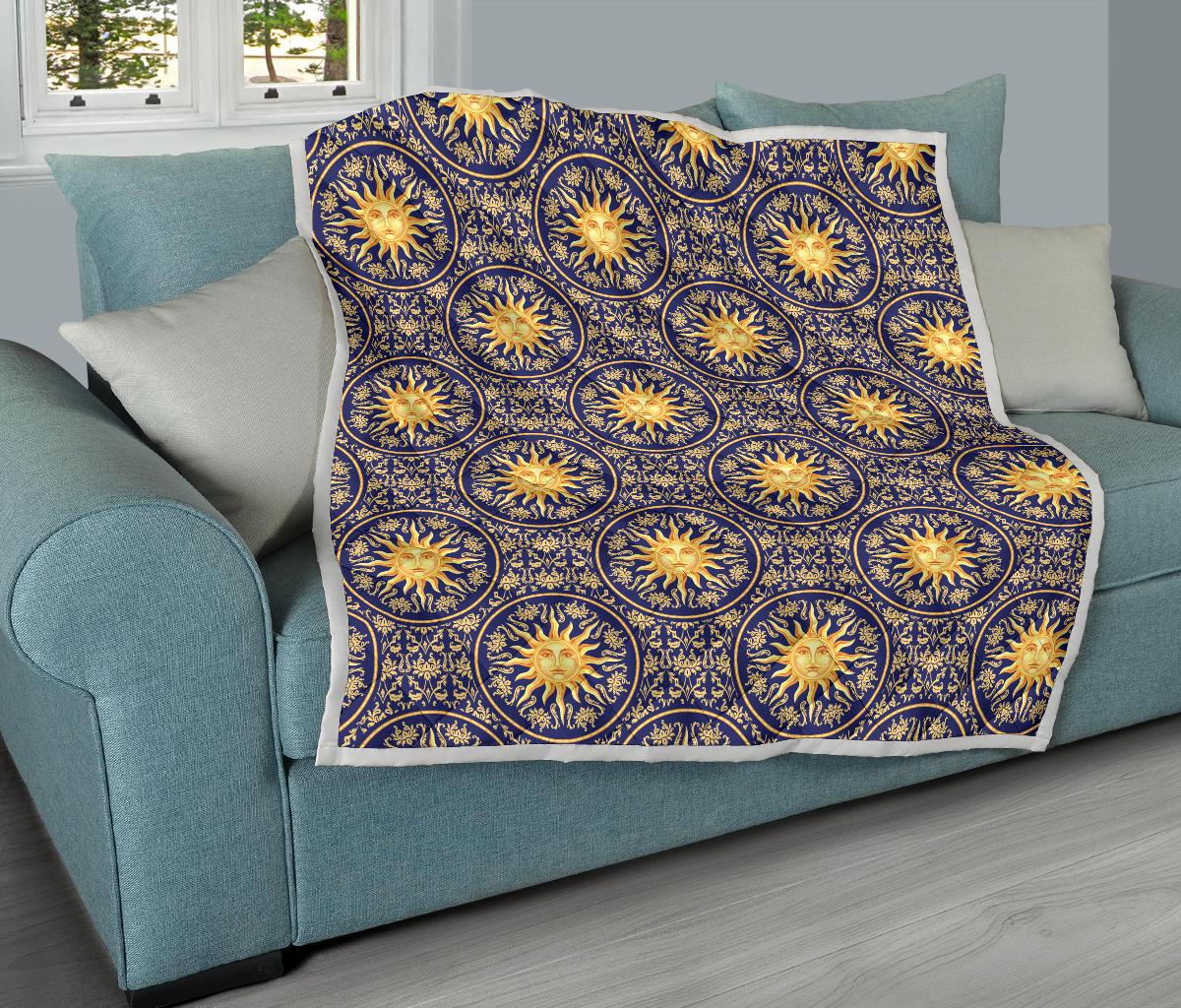 Celestial Gold Sun Face Premium Quilt-JTAMIGO.COM