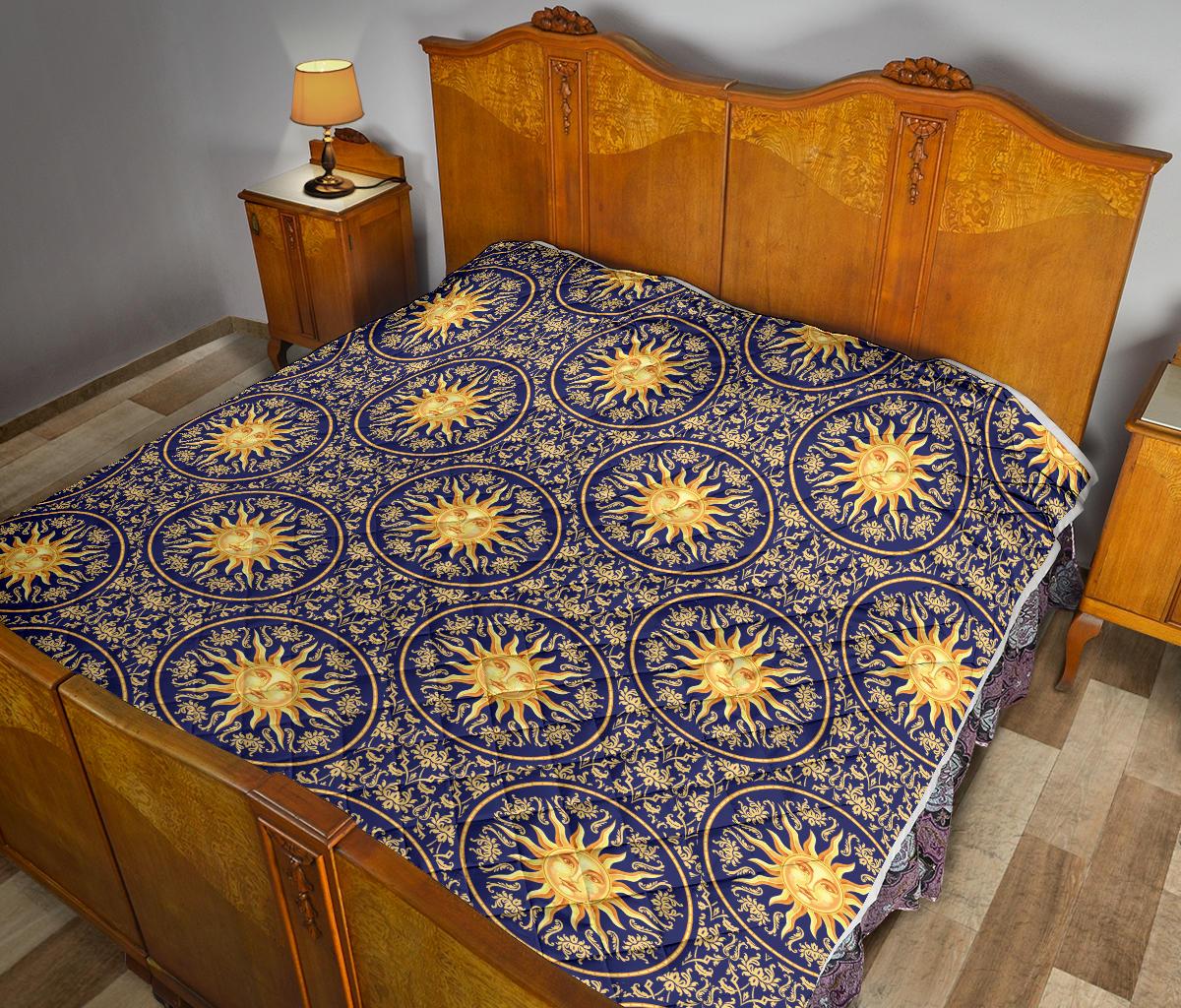 Celestial Gold Sun Face Premium Quilt-JTAMIGO.COM