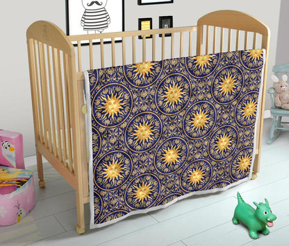 Celestial Gold Sun Face Premium Quilt-JTAMIGO.COM