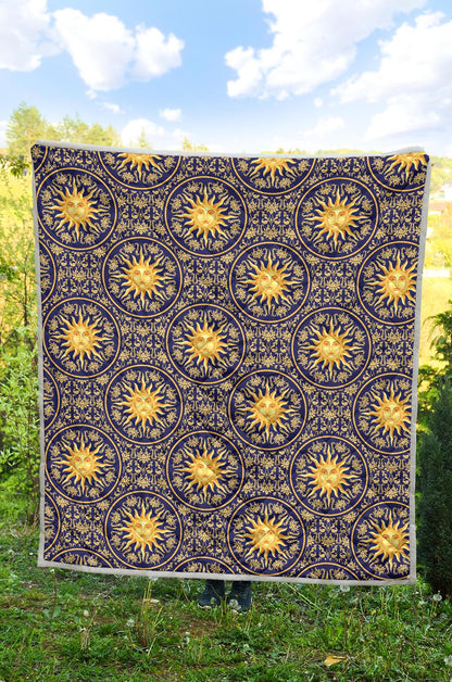 Celestial Gold Sun Face Premium Quilt-JTAMIGO.COM
