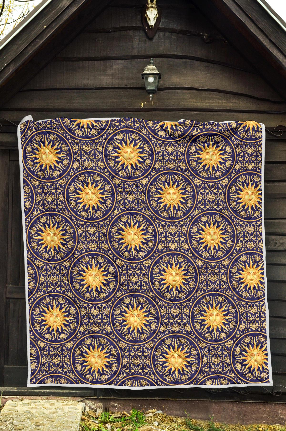 Celestial Gold Sun Face Premium Quilt-JTAMIGO.COM