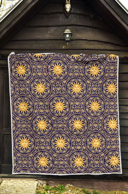 Celestial Gold Sun Face Premium Quilt-JTAMIGO.COM