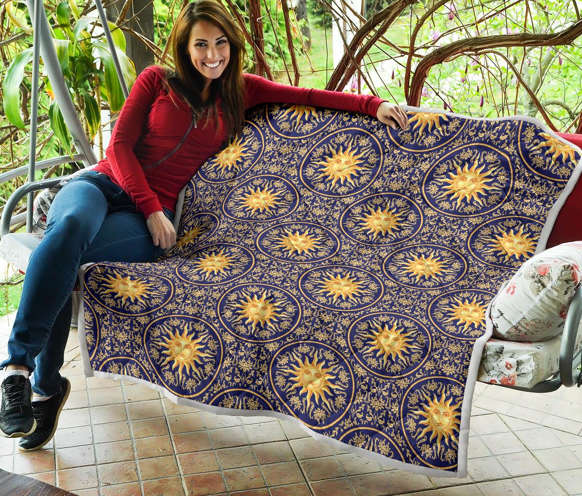 Celestial Gold Sun Face Premium Quilt-JTAMIGO.COM