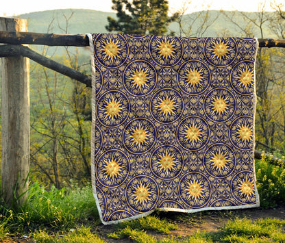Celestial Gold Sun Face Premium Quilt-JTAMIGO.COM