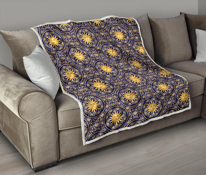 Celestial Gold Sun Face Premium Quilt-JTAMIGO.COM