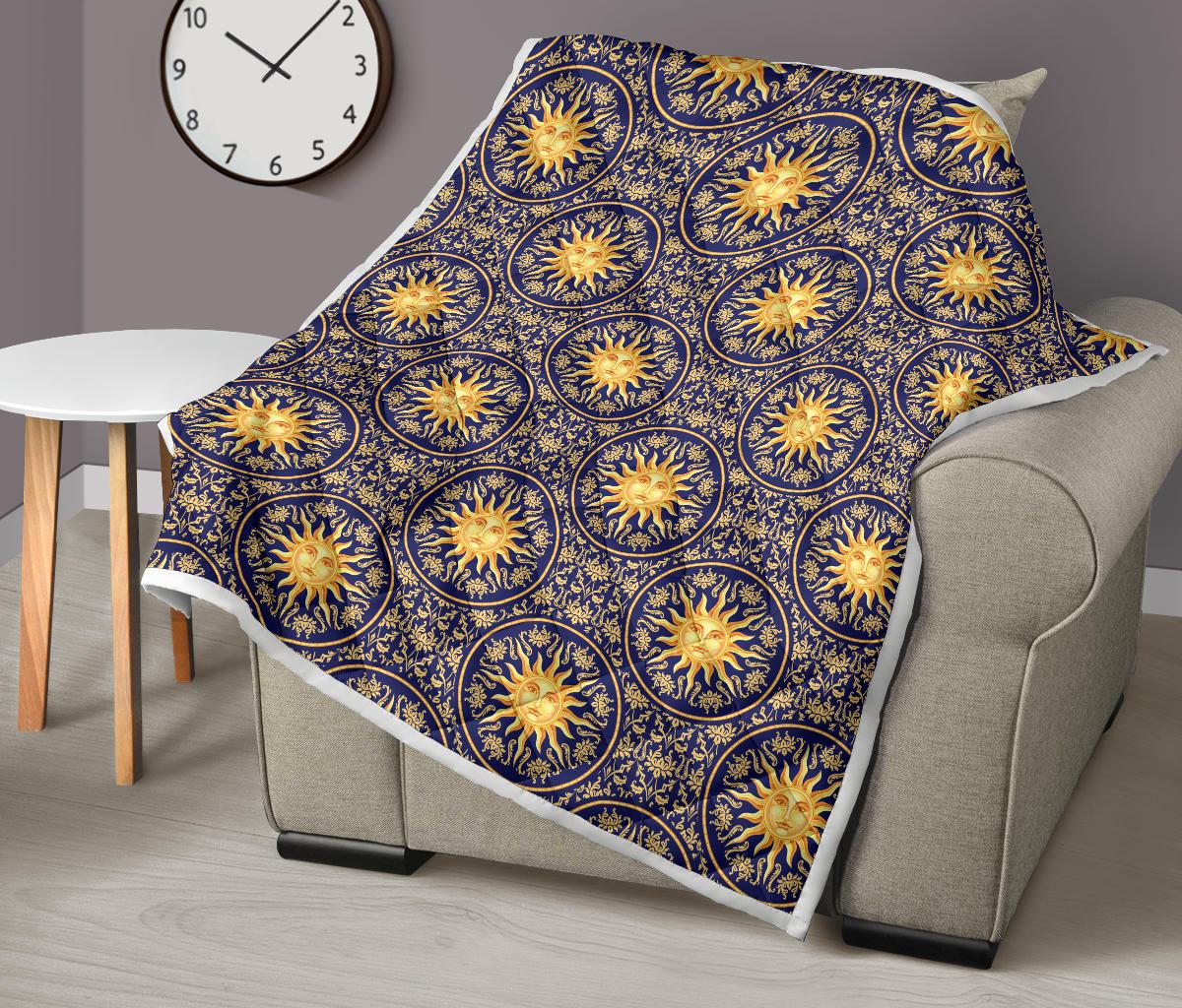 Celestial Gold Sun Face Premium Quilt-JTAMIGO.COM