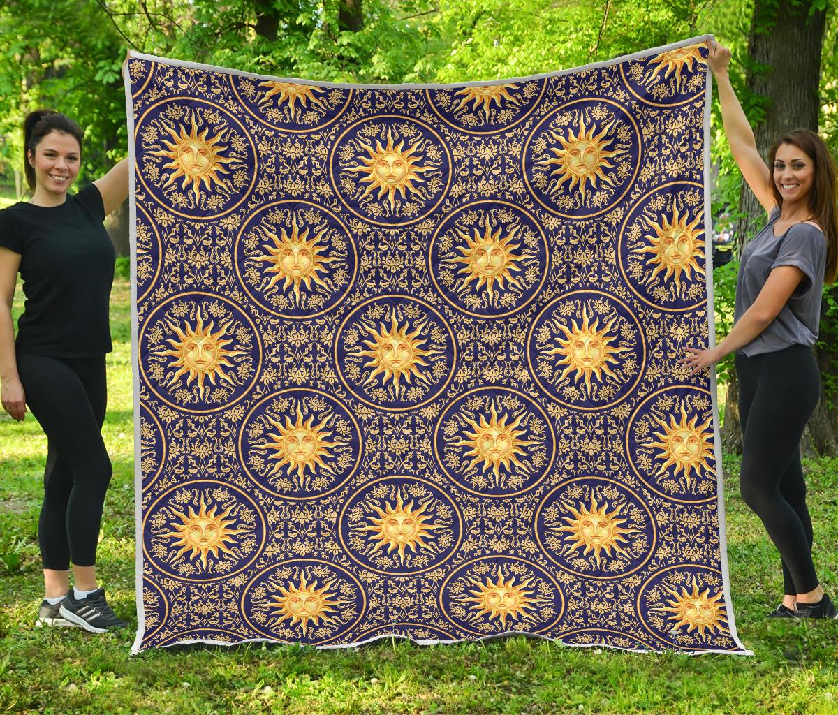 Celestial Gold Sun Face Premium Quilt-JTAMIGO.COM