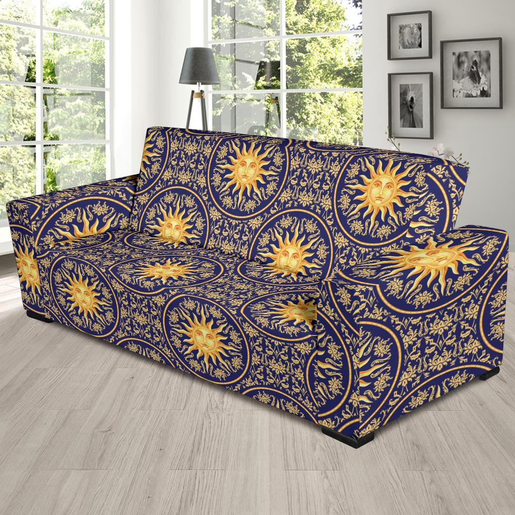 Celestial Gold Sun Face Sofa Slipcover-JTAMIGO.COM