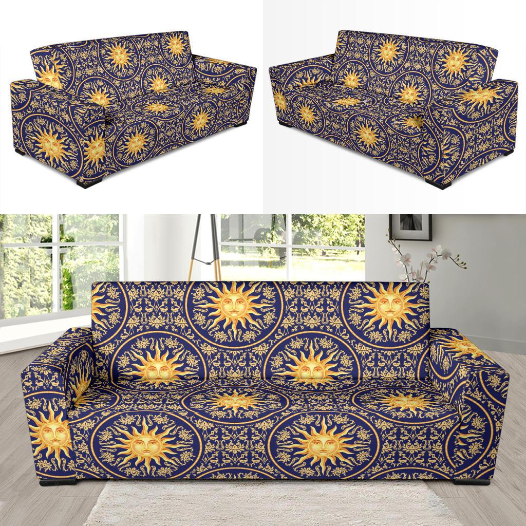 Celestial Gold Sun Face Sofa Slipcover-JTAMIGO.COM