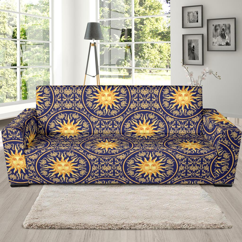 Celestial Gold Sun Face Sofa Slipcover-JTAMIGO.COM