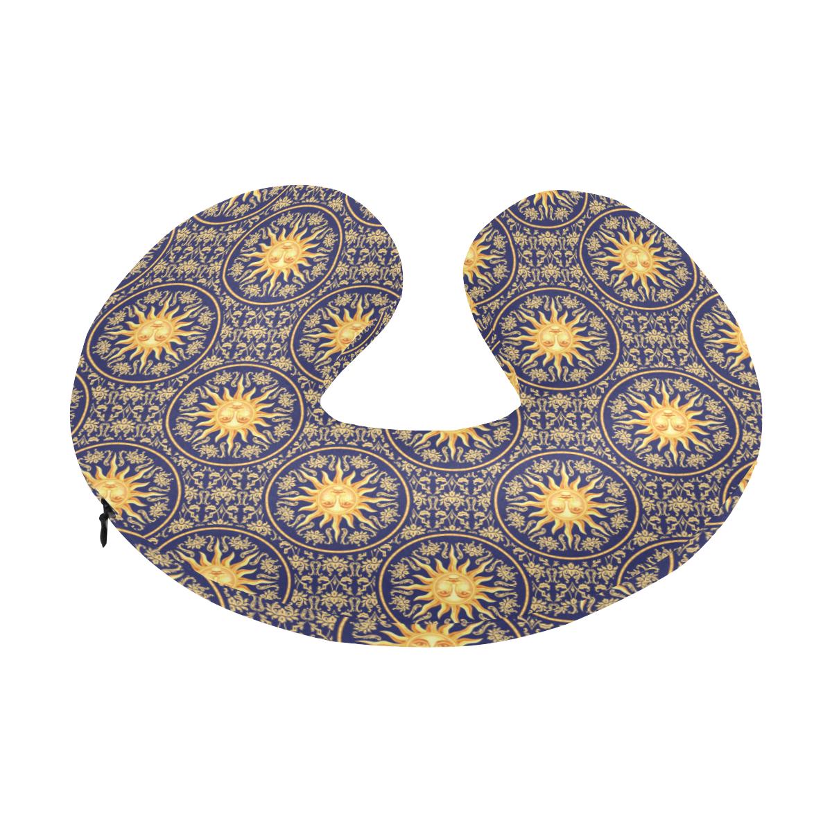 Celestial Gold Sun Face U-Shaped Travel Neck Pillow-JTAMIGO.COM