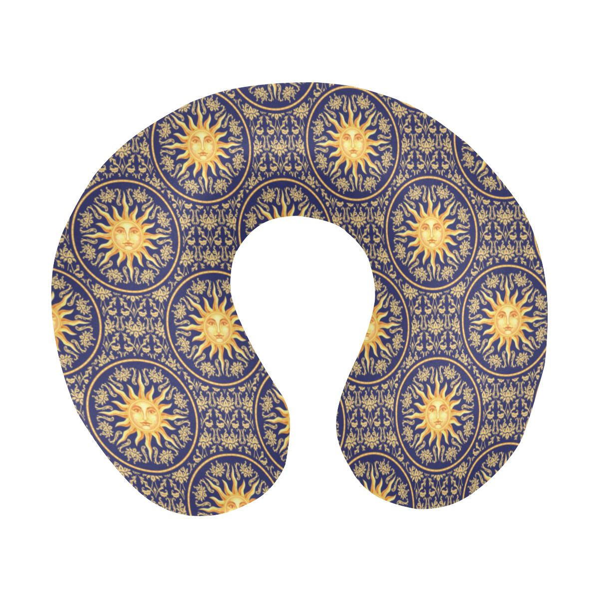 Celestial Gold Sun Face U-Shaped Travel Neck Pillow-JTAMIGO.COM