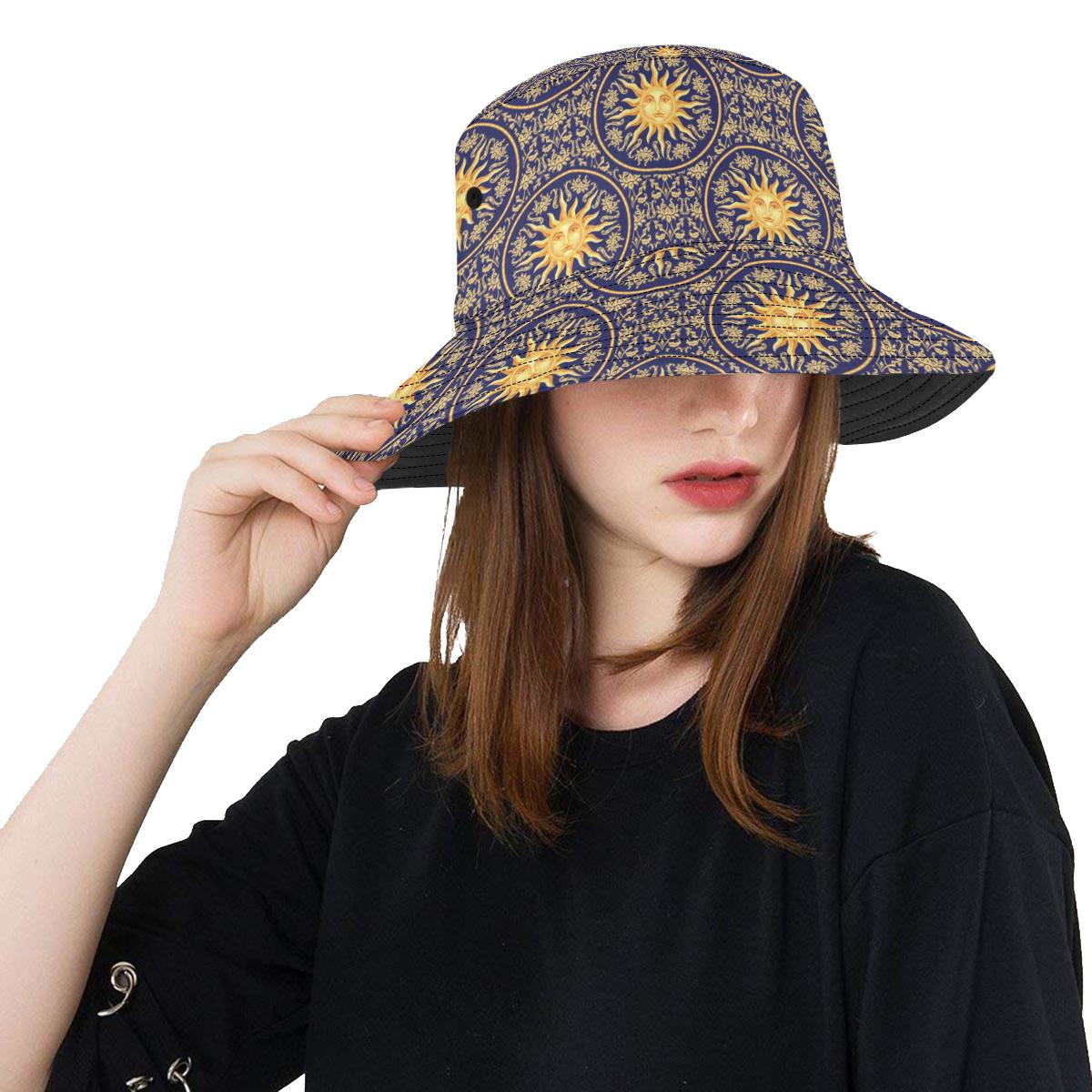 Celestial Gold Sun Face Unisex Bucket Hat