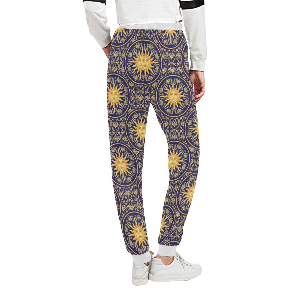 Celestial Gold Sun Face Unisex Casual Sweatpants (Model L11)-JTAMIGO.COM
