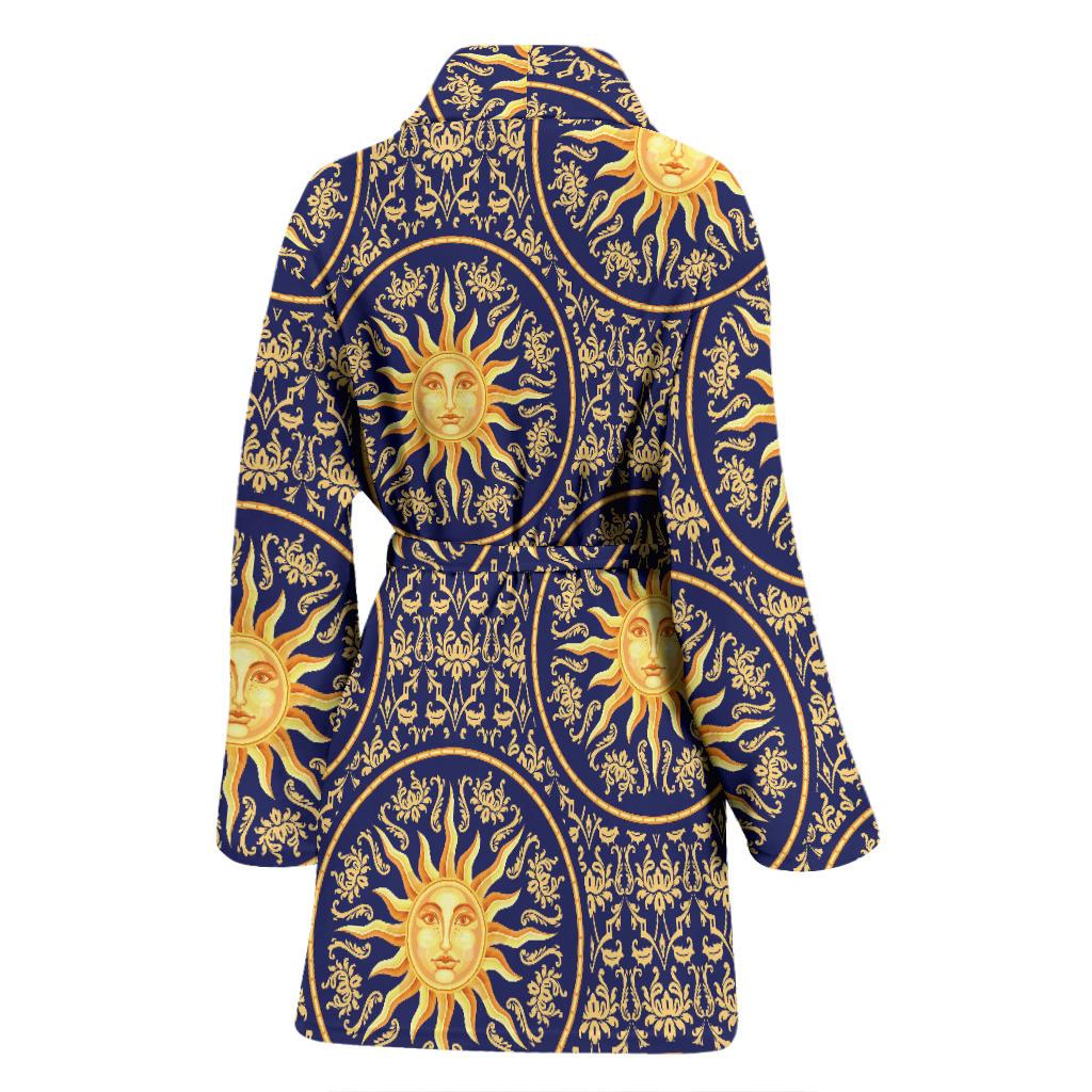 Celestial Gold Sun Face Women Bath Robe-JTAMIGO.COM