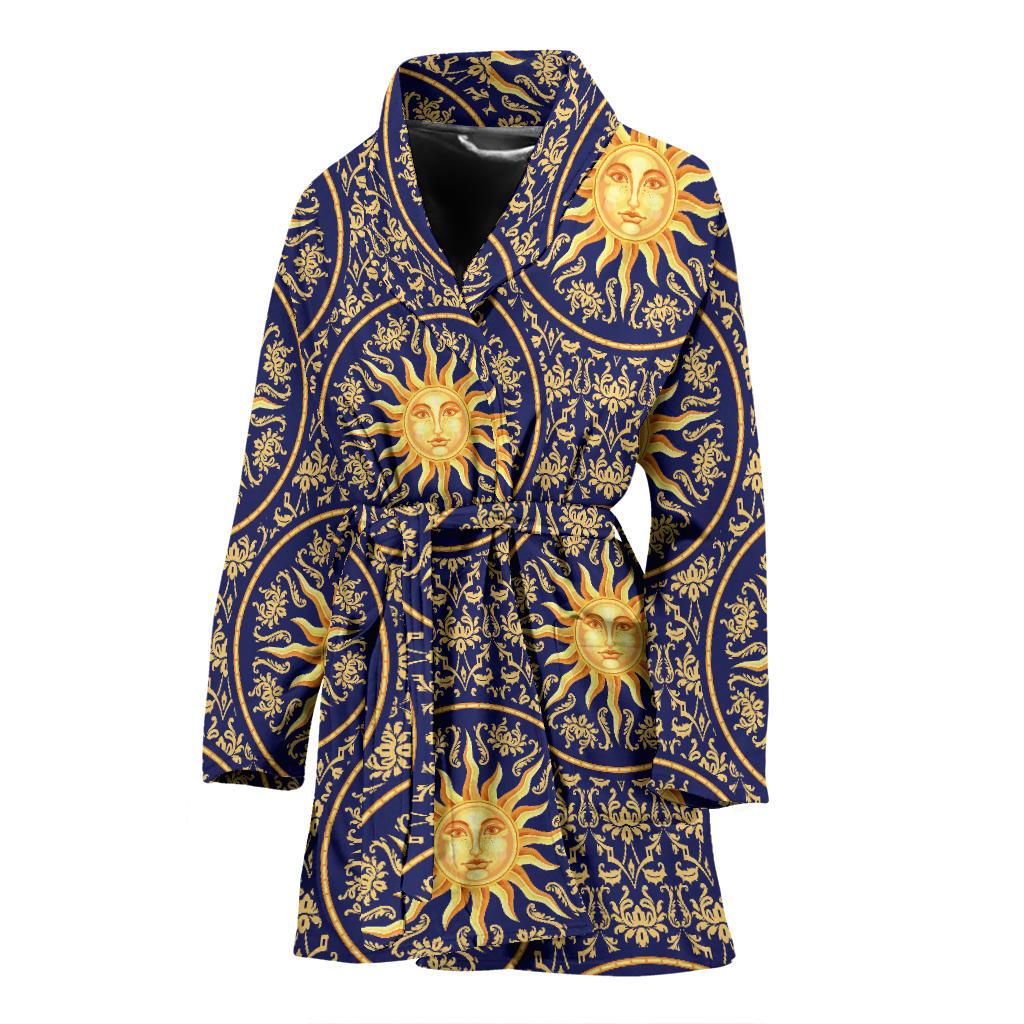 Celestial Gold Sun Face Women Bath Robe-JTAMIGO.COM