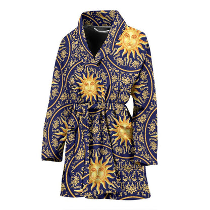 Celestial Gold Sun Face Women Bath Robe-JTAMIGO.COM