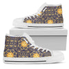 Celestial Gold Sun Face Women High Top Shoes