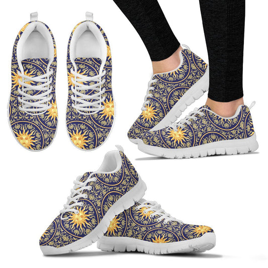 Celestial Gold Sun Face Women Sneakers Shoes