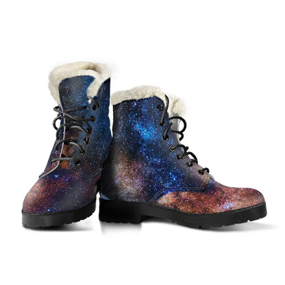 Celestial Milky way Galaxy Faux Fur Leather Boots-JTAMIGO.COM