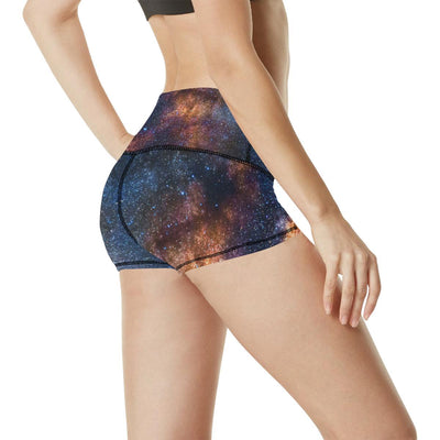 Celestial Milky way Galaxy High Waisted Spandex Shorts-JTAMIGO.COM