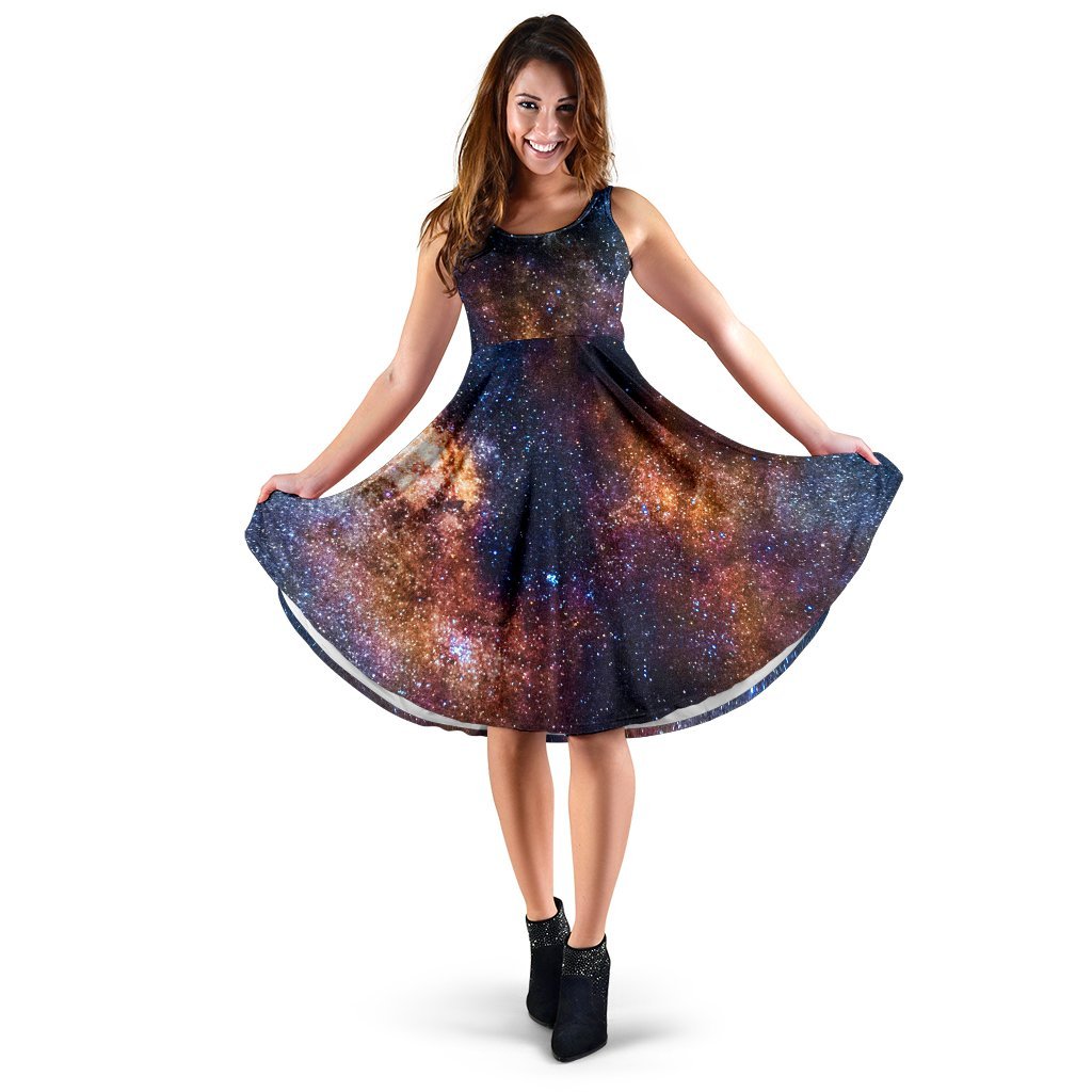 Celestial Milky Way Galaxy Sleeveless Dress