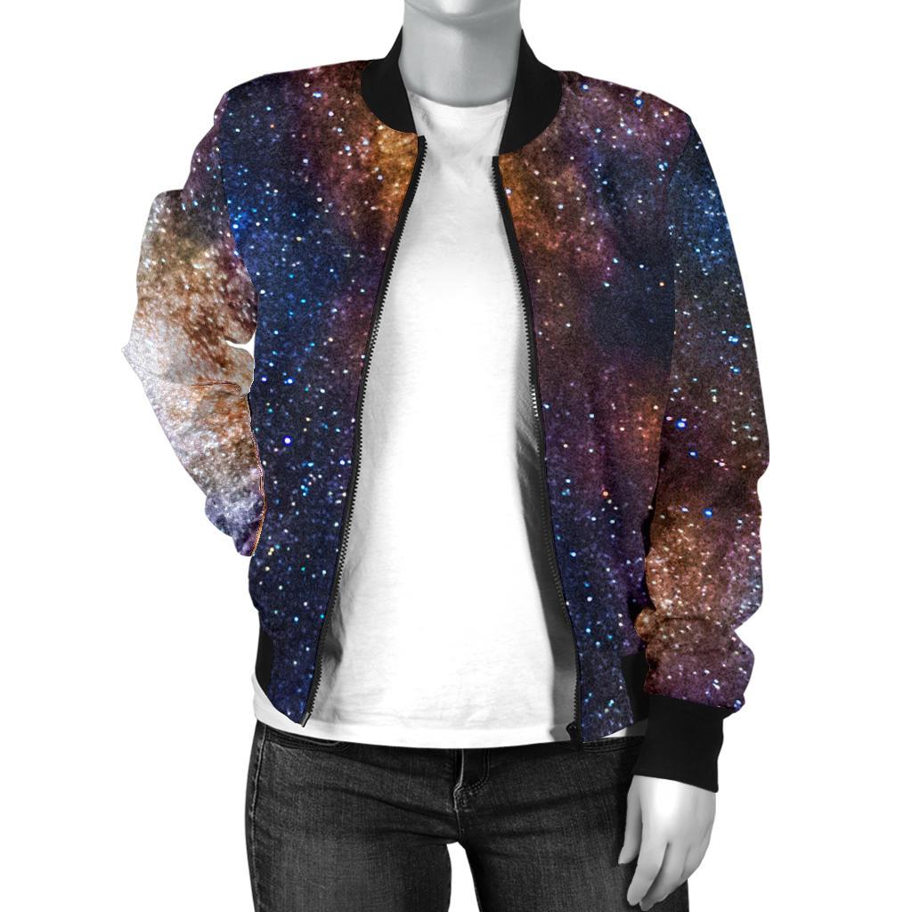 Celestial Milky Way Galaxy Women Casual Bomber Jacket