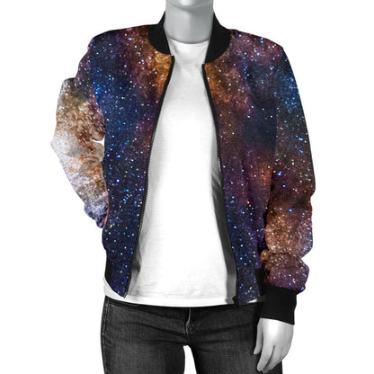 Celestial Milky Way Galaxy Women Casual Bomber Jacket