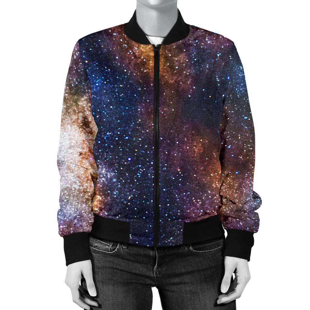 Celestial Milky Way Galaxy Women Casual Bomber Jacket