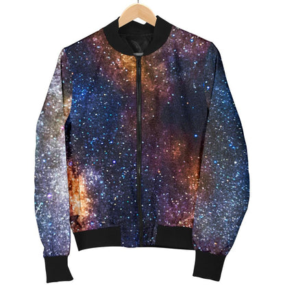 Celestial Milky Way Galaxy Women Casual Bomber Jacket