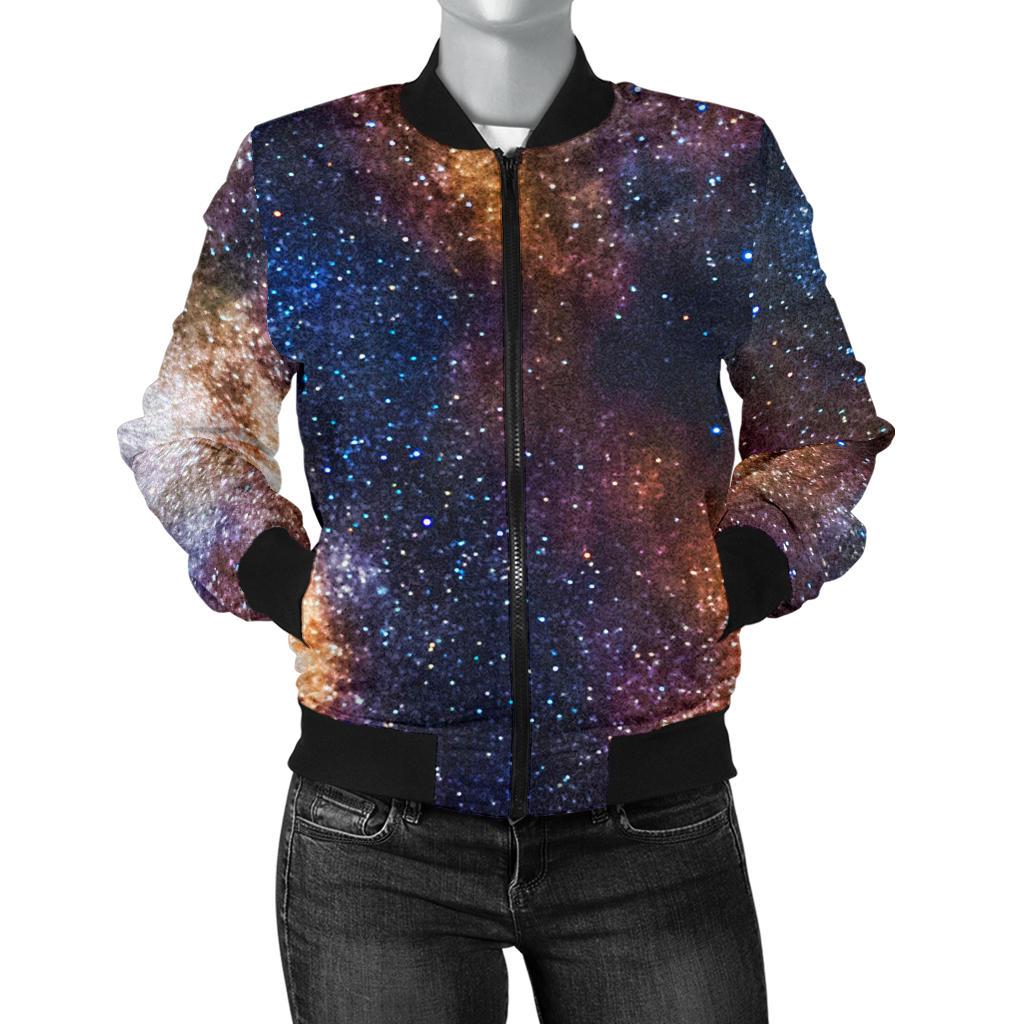 Celestial Milky Way Galaxy Women Casual Bomber Jacket