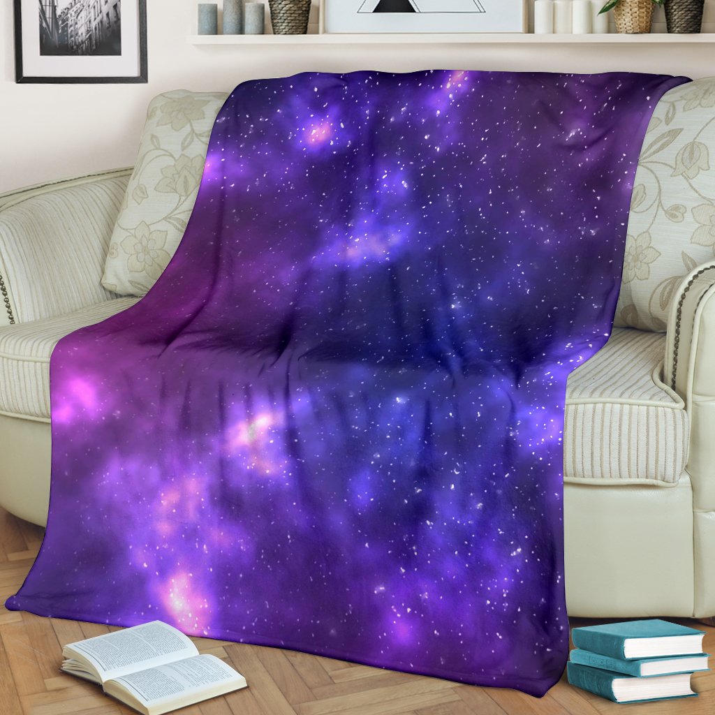 Celestial Purple Blue Galaxy Fleece Blanket