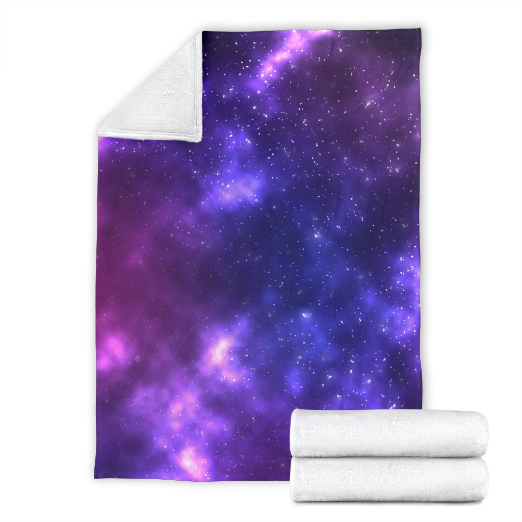 Celestial Purple Blue Galaxy Fleece Blanket