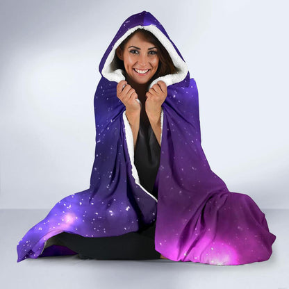 Celestial Purple Blue Galaxy Hooded Blanket-JTAMIGO.COM