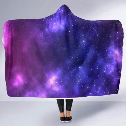 Celestial Purple Blue Galaxy Hooded Blanket-JTAMIGO.COM