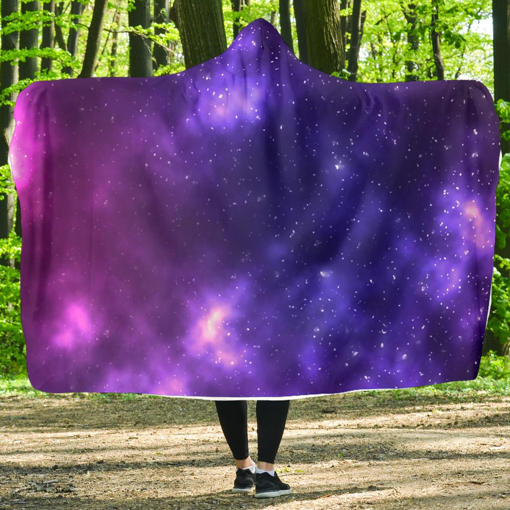 Celestial Purple Blue Galaxy Hooded Blanket-JTAMIGO.COM