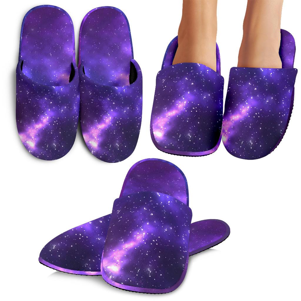 Celestial Purple Blue Galaxy House Slippers