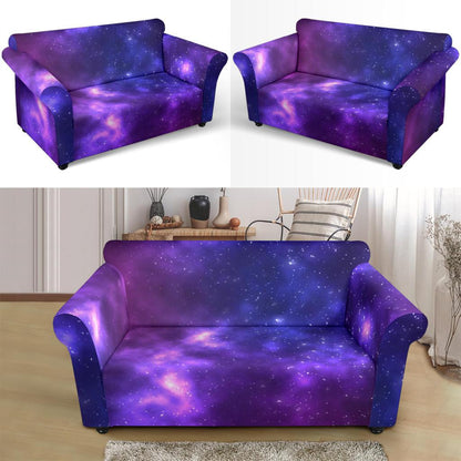 Celestial Purple Blue Galaxy Loveseat Slipcover-JTAMIGO.COM
