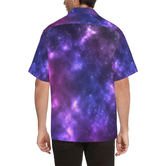 Celestial Purple Blue Galaxy Men Aloha Hawaiian Shirt